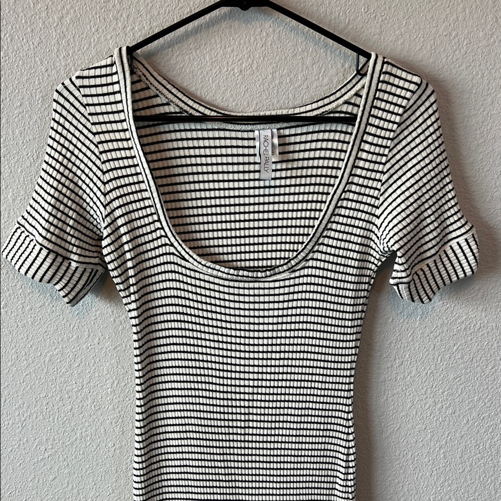 Rachel Pally Ribbed Scoopneck Sweater Midi Dress Black/White Size Large